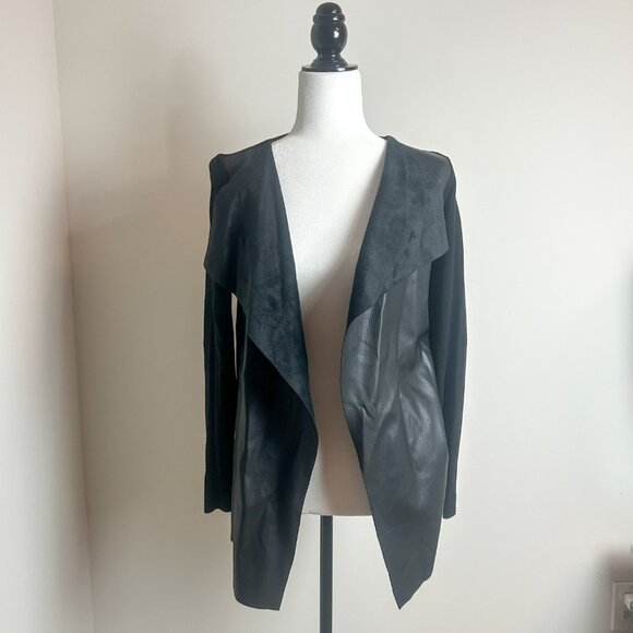 Zara Open Front Sweater with Faux Leather Detail – Size Small - Picture 1 of 3